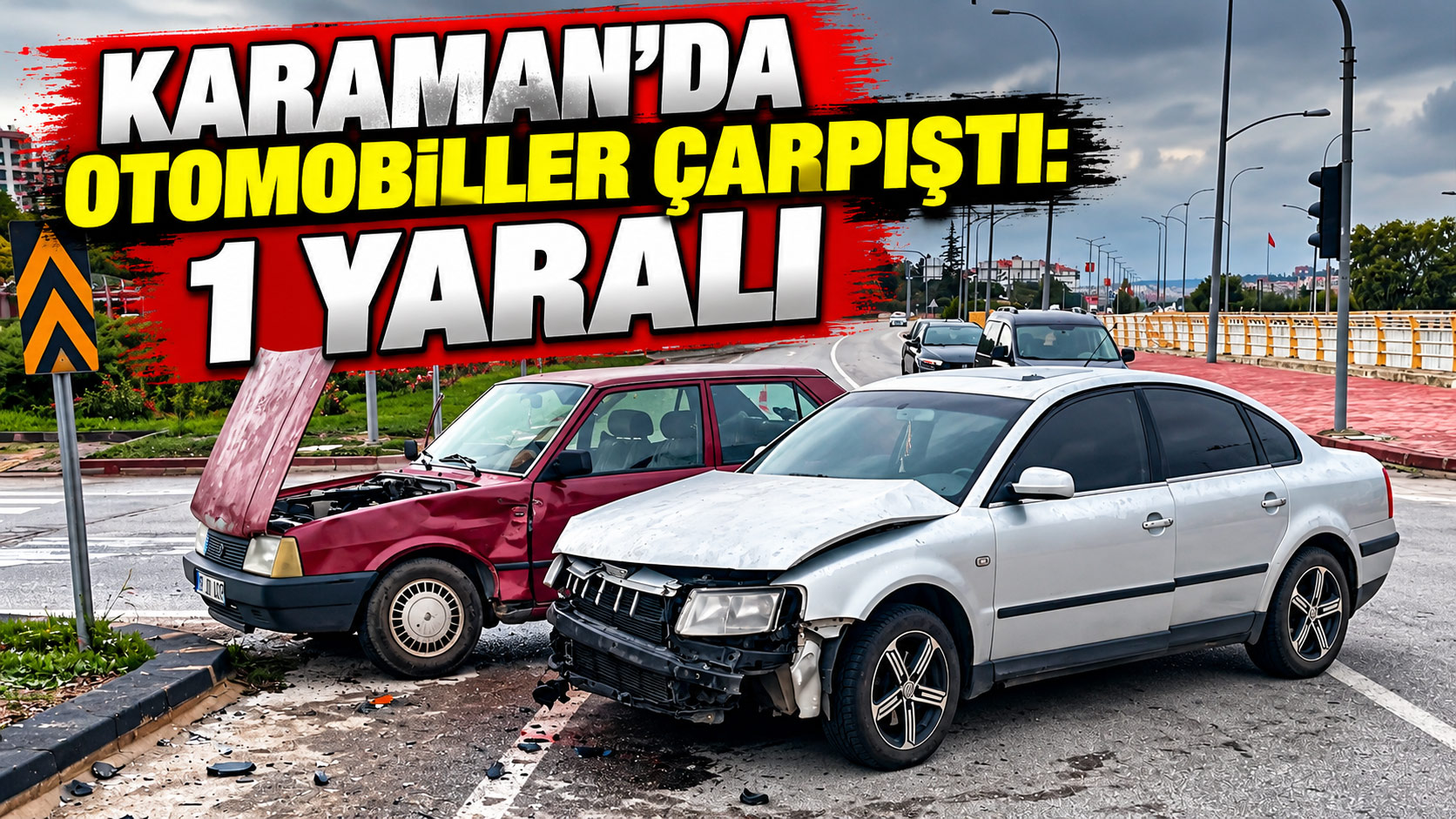 Karaman'da otomobiller çarpıştı: 1 yaralı 