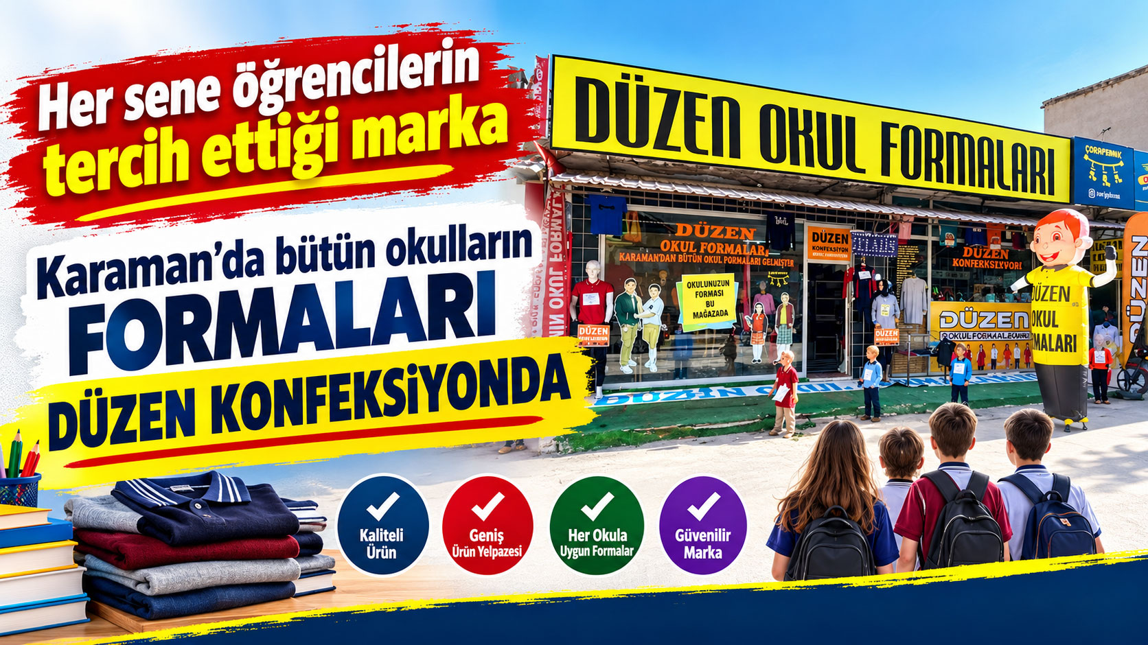 Tüm Okul Formaları Düzen Konfeksiyon Mağazasında Yerini Aldı
